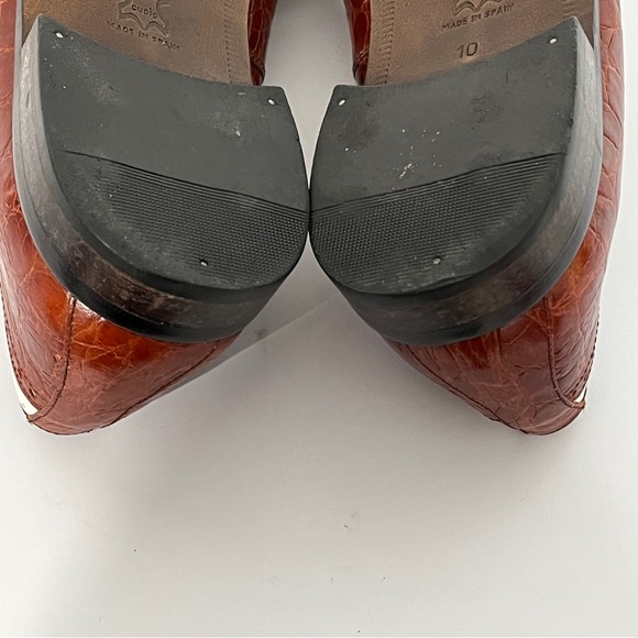 Florsheim Brown White Croc Print Leather Oxfords main image 6